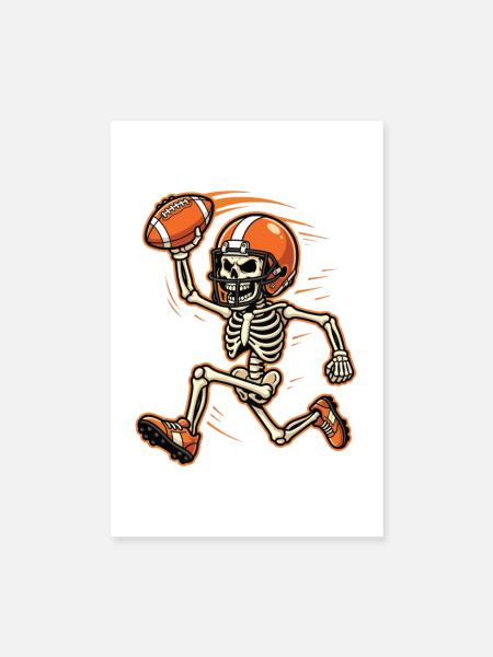 Skeleton-Footballspieler – Fan am Halloween-Spieltag - Poster 20x30 cm - Weiß - Vorne