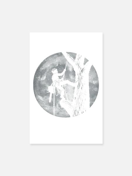 Arborist Moon – Baumpfleger, Baumpfleger, Baumschneider - Poster 20x30 cm - Weiß - Vorne