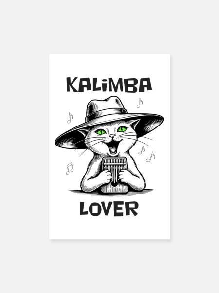 Katzenspiel Kalimba – Kalimba-Liebhaber - Poster 20x30 cm - Weiß - Vorne