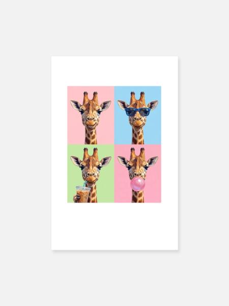 Giraffen Giraffe - Poster 20x30 cm - Weiß