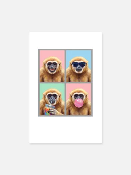 Gibbons Gibbon - Poster 20x30 cm - Weiß - Vorne