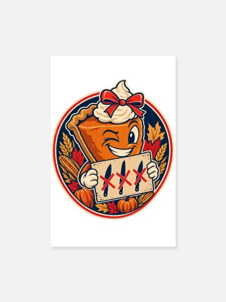 Thanksgiving Kürbiskuchen Zu Süß Zum Anschneiden - Poster 20x30 cm - Weiß - Vorne
