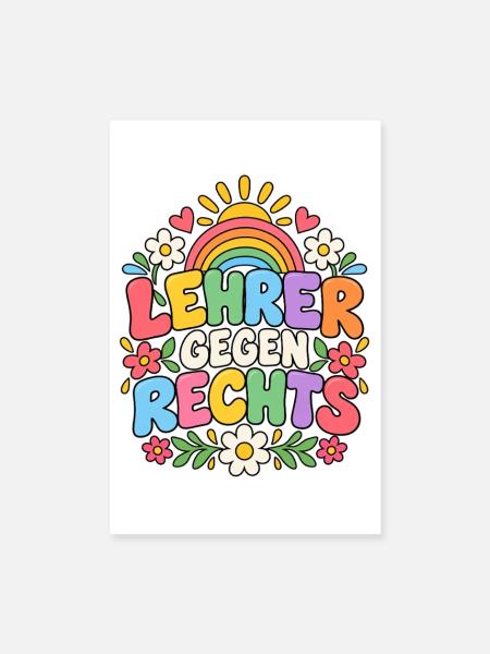 LEHRER GEGEN RECHTS – Bunte Vielfalt Schule - Poster 20x30 cm - Weiß