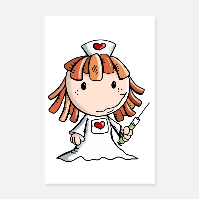 Krankenschwester Comic mit Herz und Spritze Poster 20x30 cm