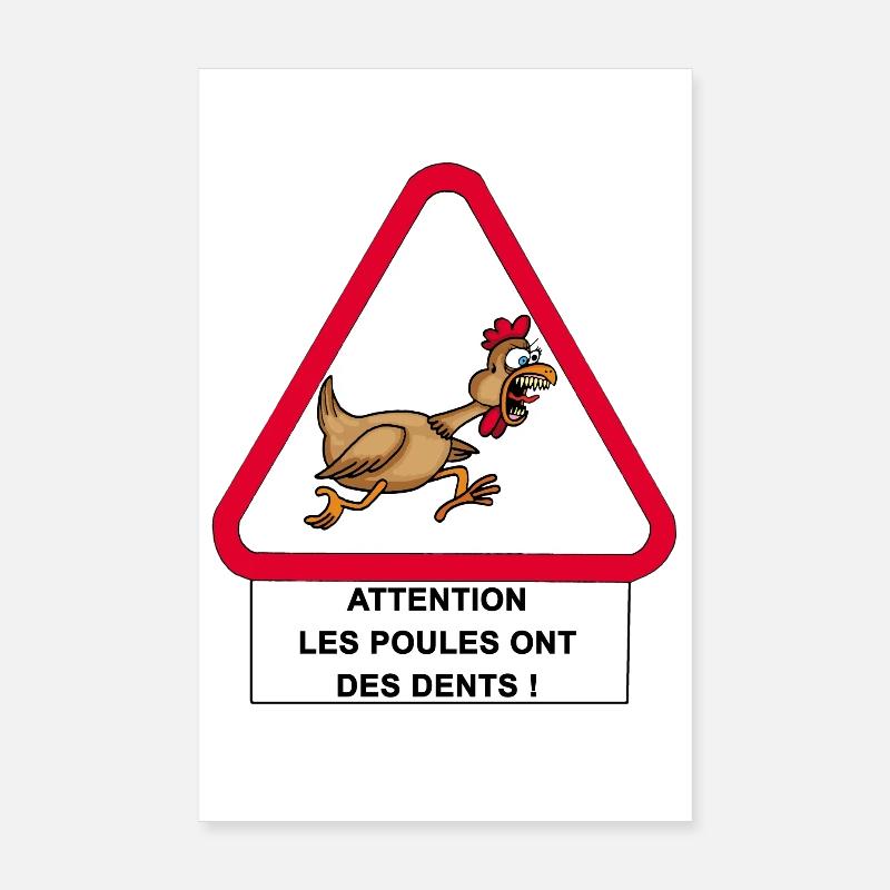 Les poules ont des dents ! - Poster 20 x 30 cm - blanc