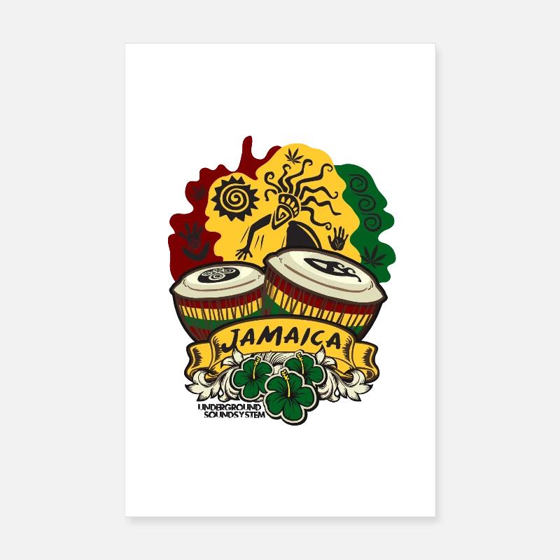Jamaica Drum Rhythm - Poster 8" x 12" (20x30 cm) - white
