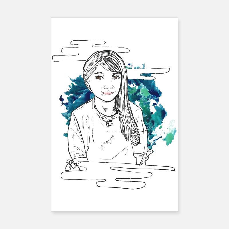 Lächelndes Mädchen mit Muster Poster 20x30 cm