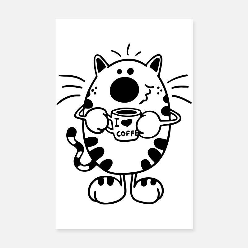 Katze mit Kaffee I Maine Coon I Geschenk Poster 20x30 cm
