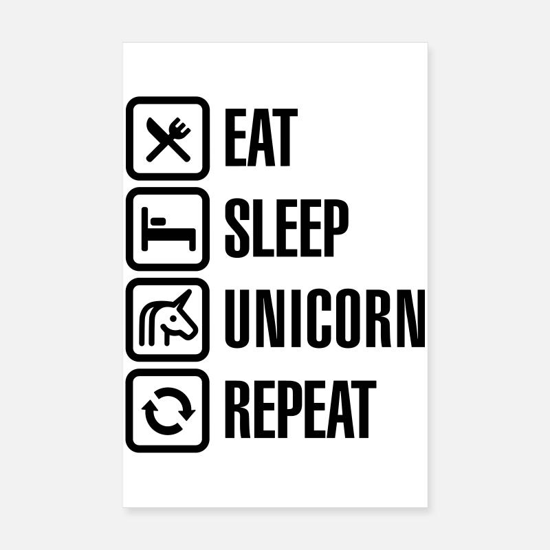 Eat Sleep Unicorn Repeat Poster 20 x 30 cm