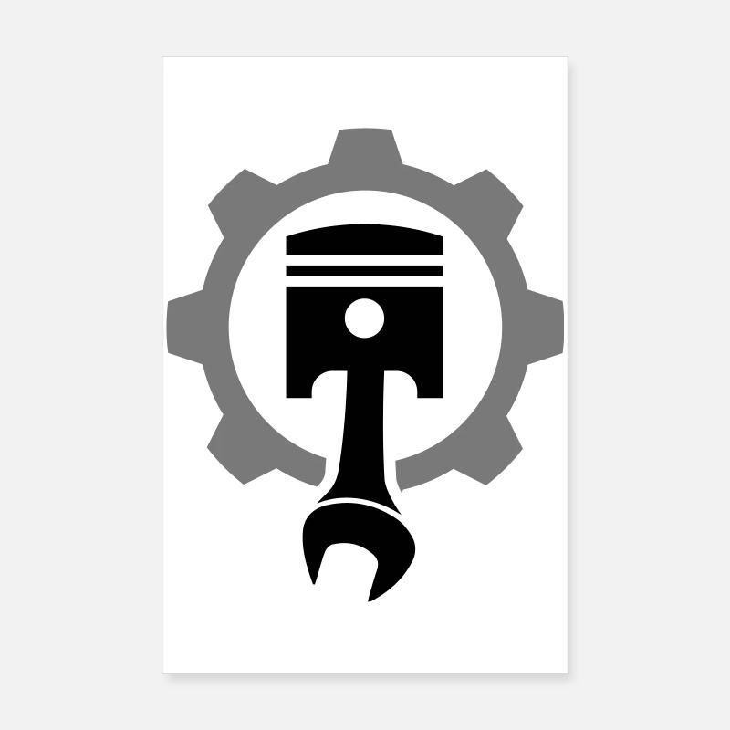 Engine, piston, gear - Poster 8" x 12" (20x30 cm) - white