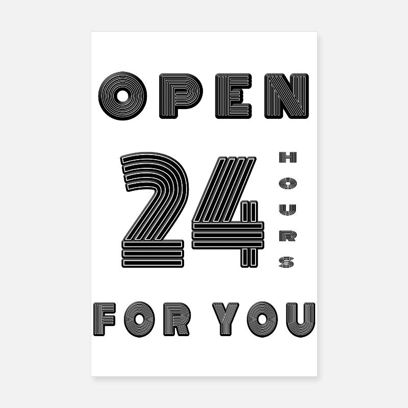 Ouvert 24 heures sur 24 pour votre service clientèle Entreprise - Poster 20 x 30 cm - blanc