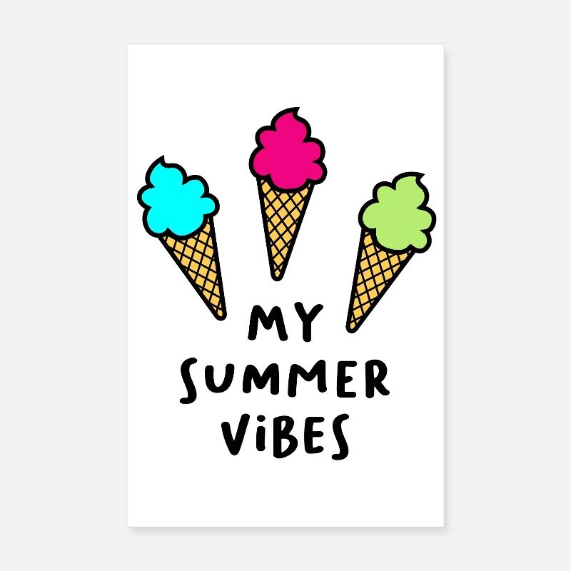Ambiance estivale Crème glacée Citation Vacances d’été Cool Fun Poster 20 x 30 cm