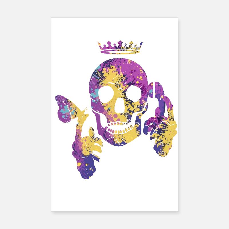 Totenkopf mit Schmetterling Poster 20x30 cm