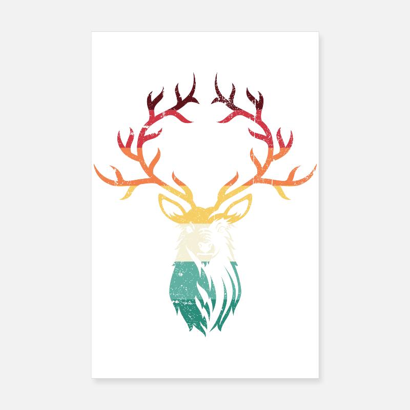 Gradient Deer Antlers Poster 8" x 12" (20x30 cm)