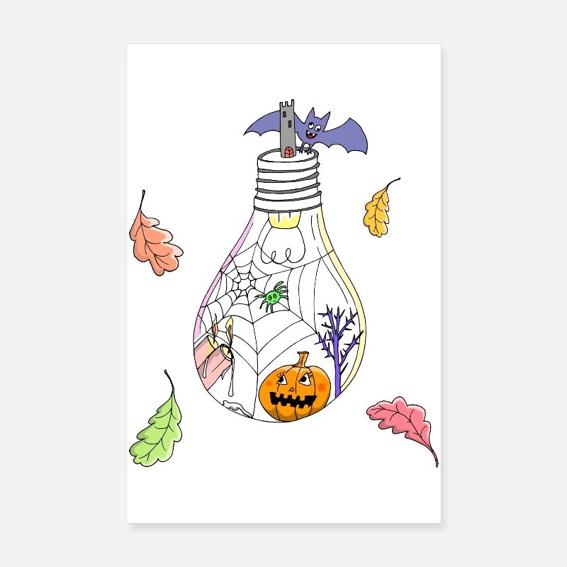 Citrouille d’Halloween avec araignée Poster 20 x 30 cm