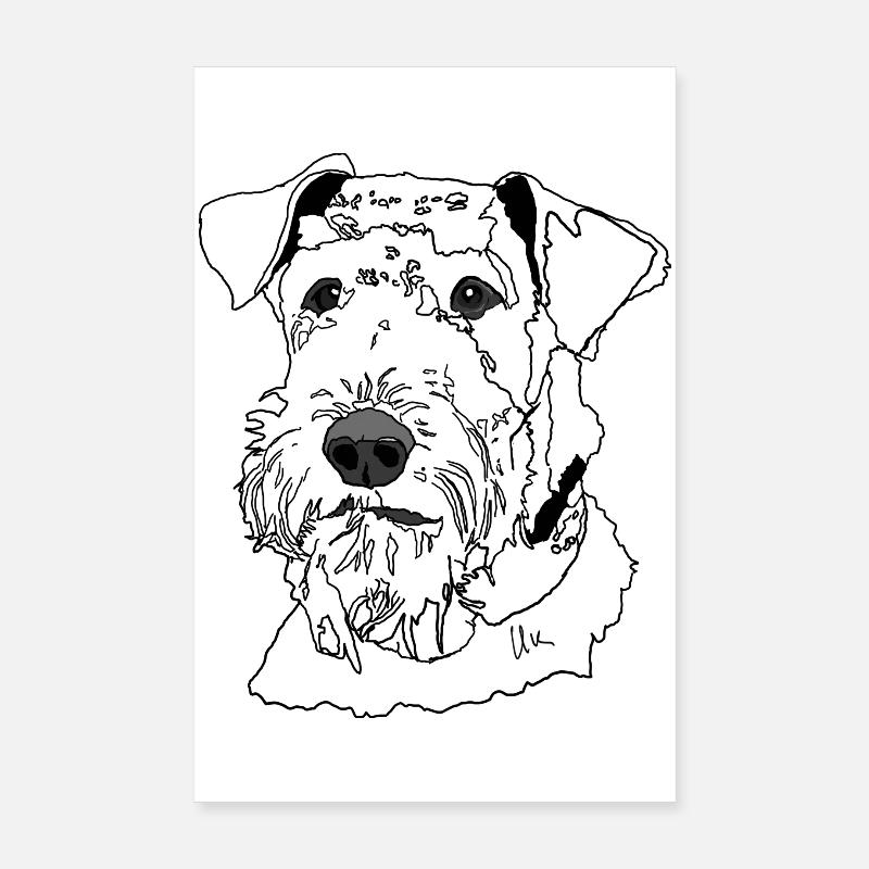 Airedale Terrier - Poster 20x30 cm - Weiß