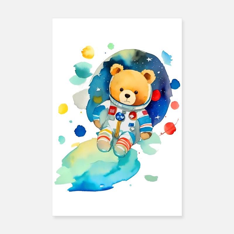 Ours en peluche dans l’espace Poster 20 x 30 cm