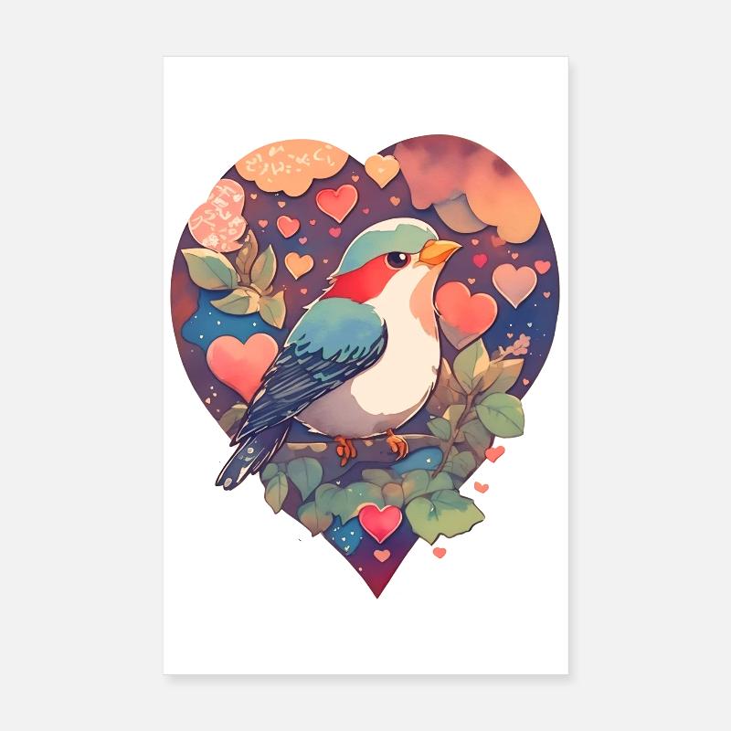 Vogel mit Herz Poster 20x30 cm