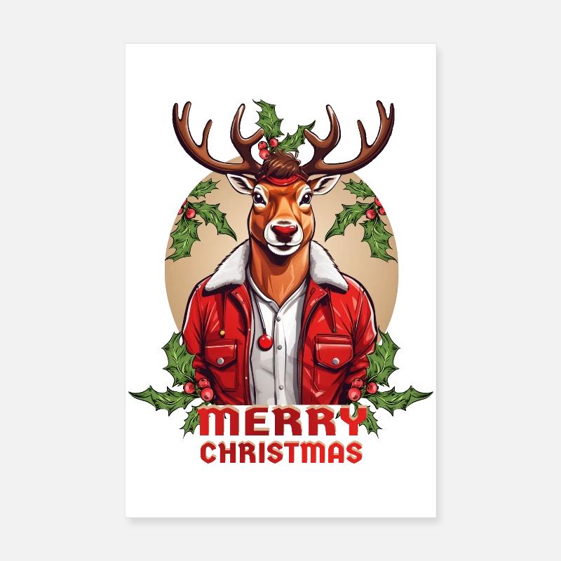 Coole Rudolph - Poster 20x30 cm - Weiß