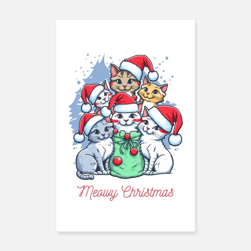 Festliche Katze Weihnachten Crew Design Poster 20x30 cm
