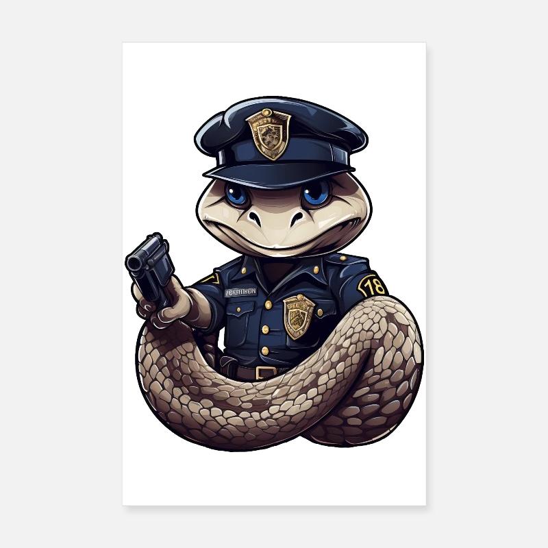 Snake Policeman Poster 8" x 12" (20x30 cm)