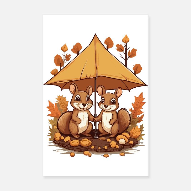 Écureuils mignons Poster 20 x 30 cm