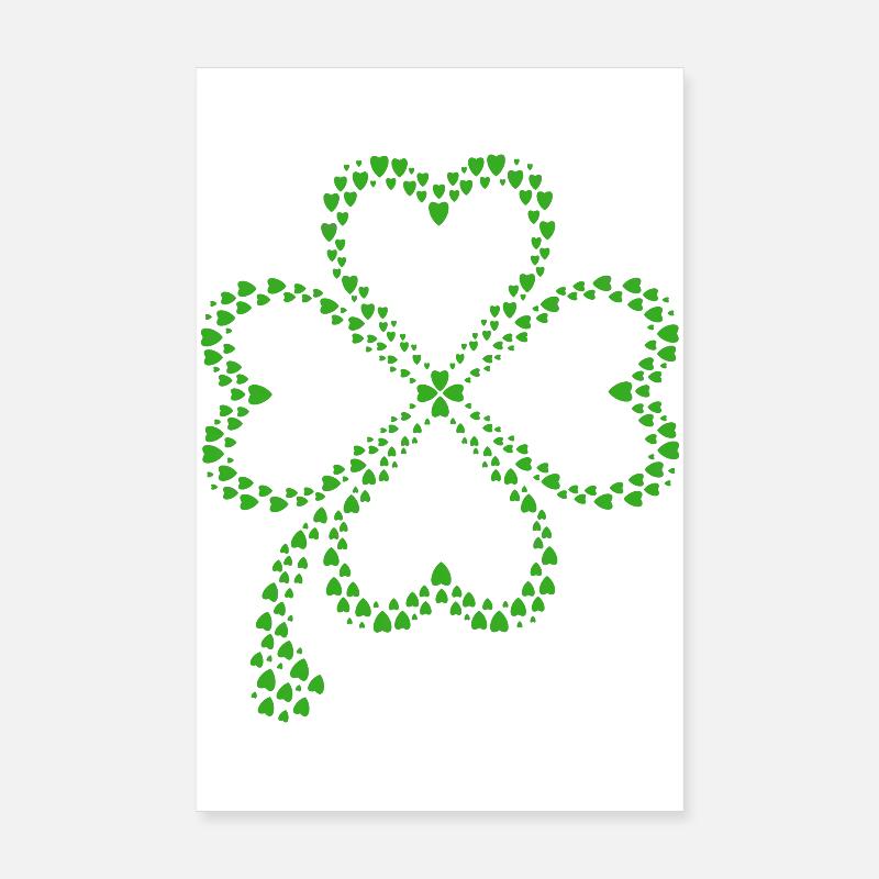 Trèfle vert fait de cœurs Poster 20 x 30 cm