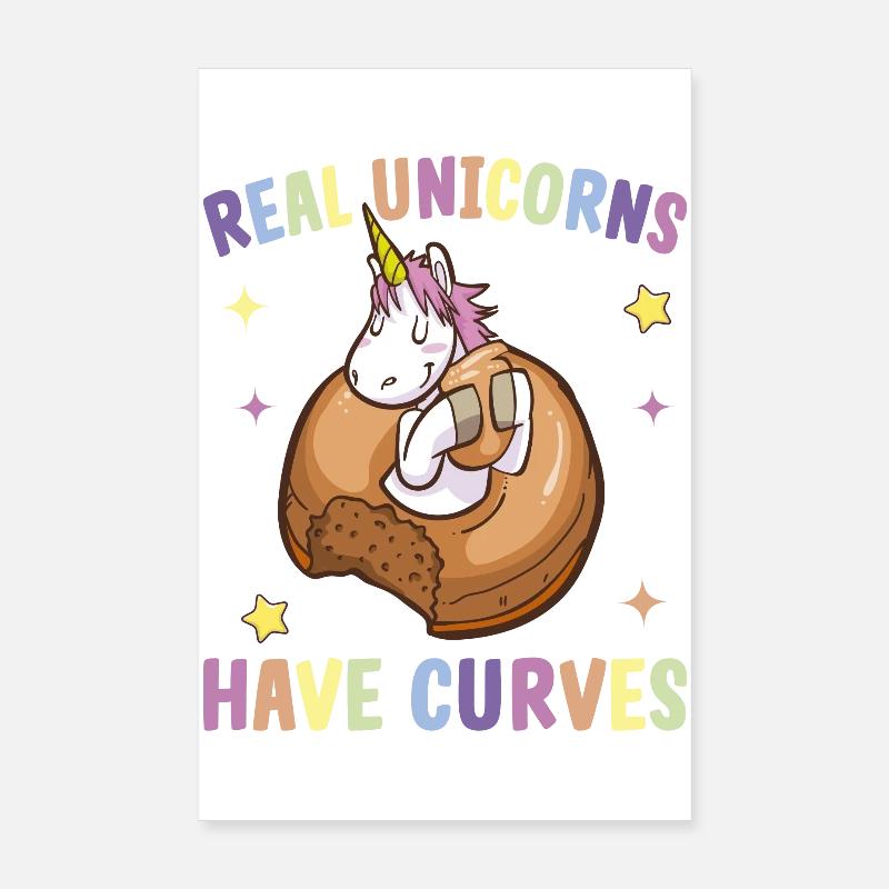 Echtes Einhorn hat Kurven mollig Einhornfan Poster 20x30 cm