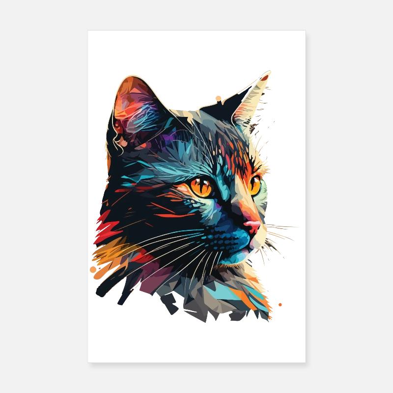 Chat coloré Poster 20 x 30 cm