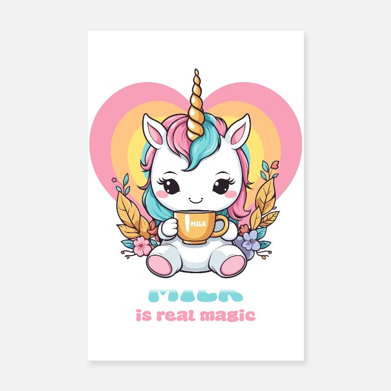 Süßes Milch Einhorn Poster 20x30 cm