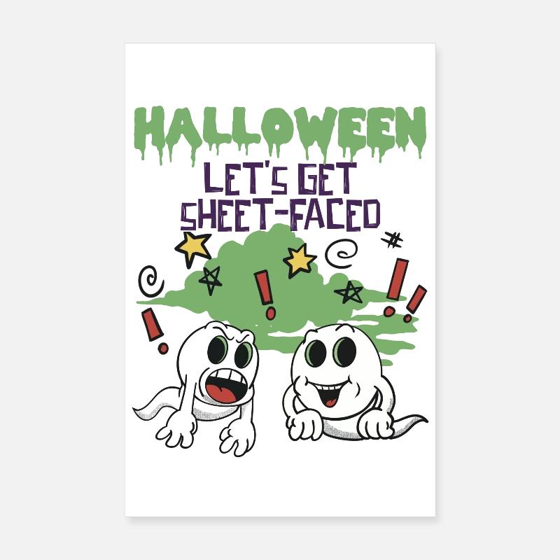 Halloween - Mettons-nous à face de feuille Poster 20 x 30 cm