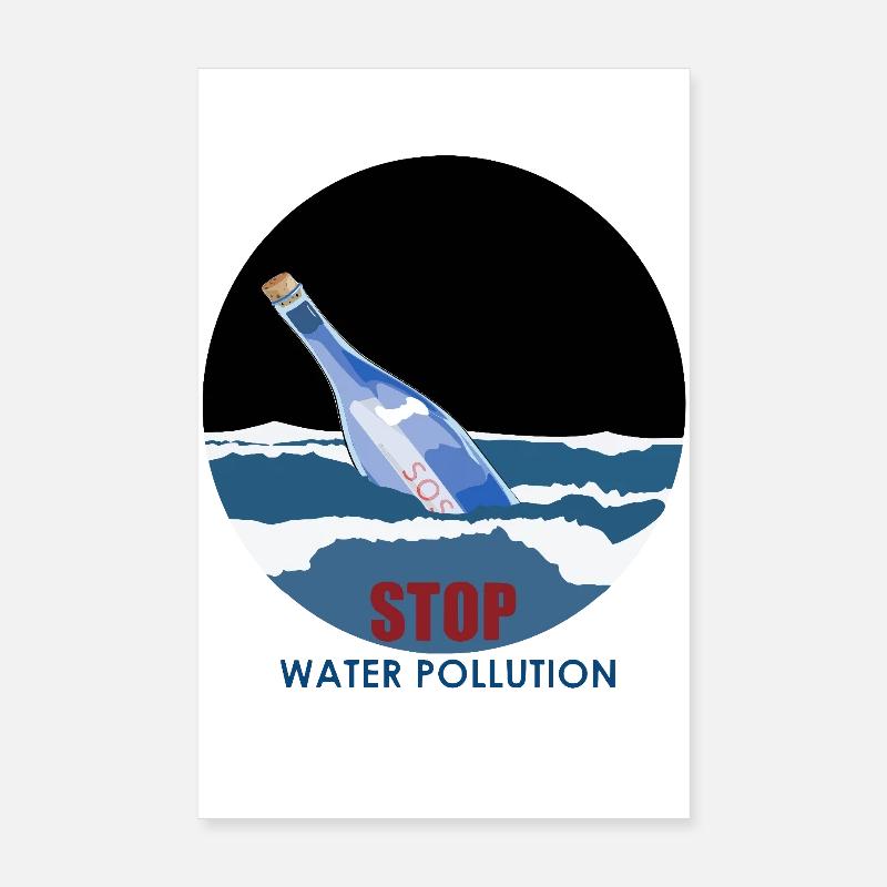 Stop water pollution Poster 20 x 30 cm