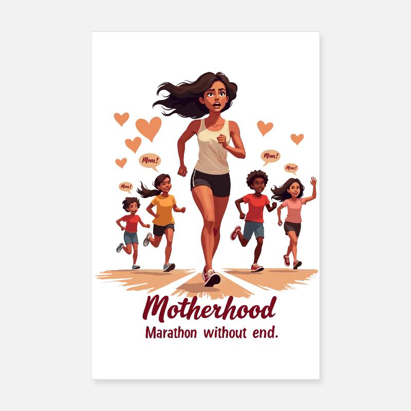 Être mère : un marathon sans fin. Poster 20 x 30 cm