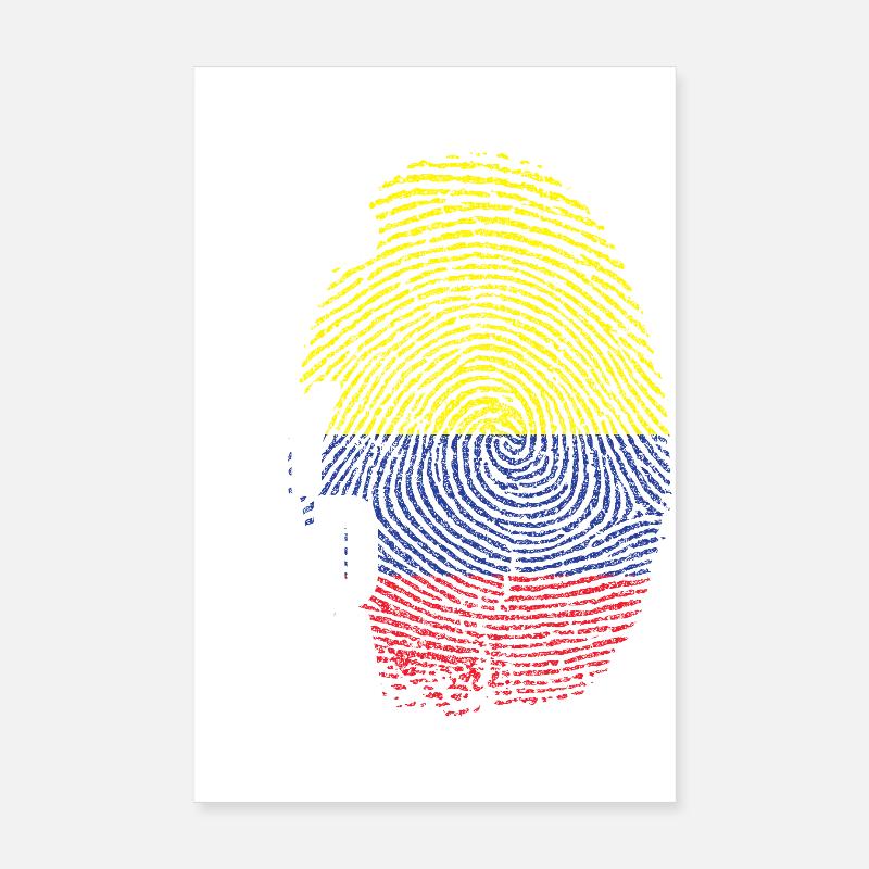 Drapeau Colombie Empreinte Papa Colombien - Poster 20 x 30 cm - blanc