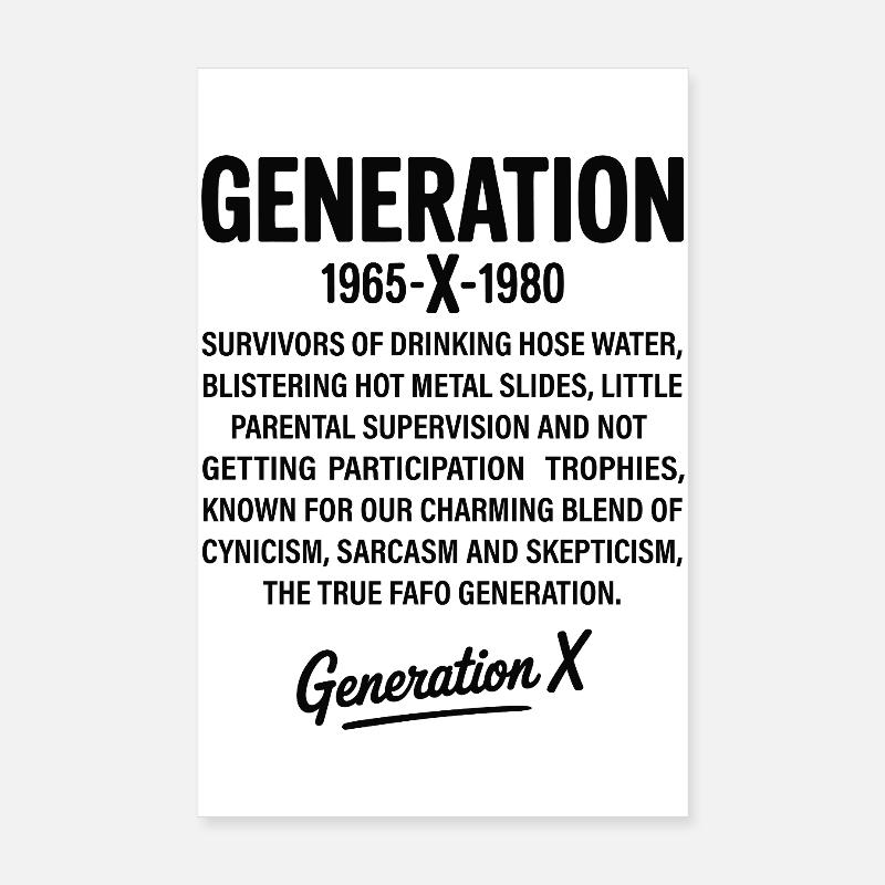 Conception de texte rétro de la génération X Poster 20 x 30 cm