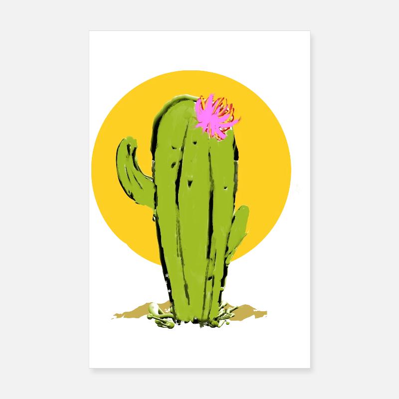 Cactus avec fleur abstraite Poster 20 x 30 cm