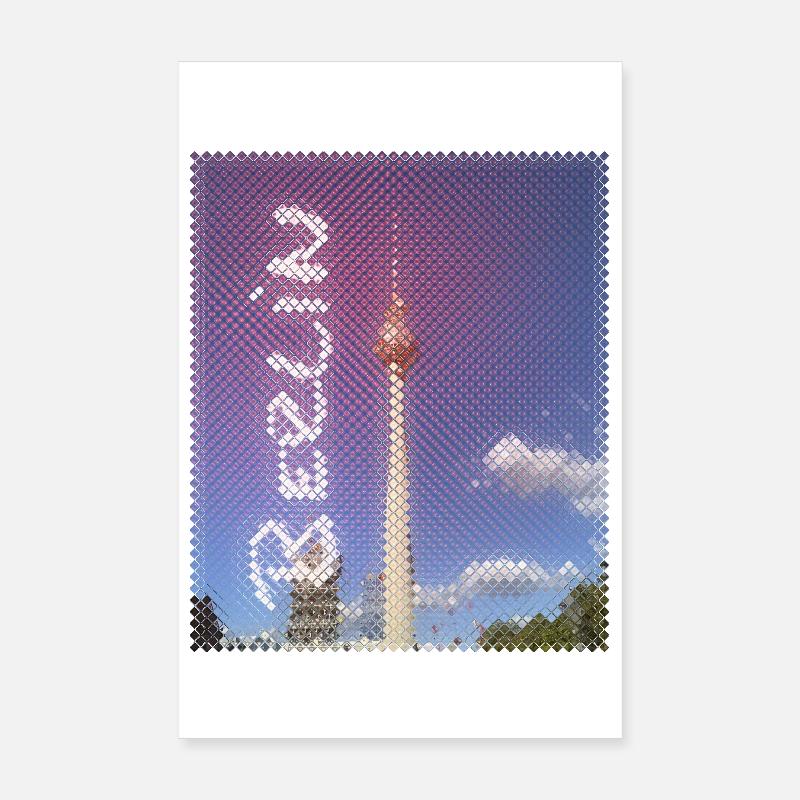 Design néon de la tour de télévision de Berlin Poster 20 x 30 cm