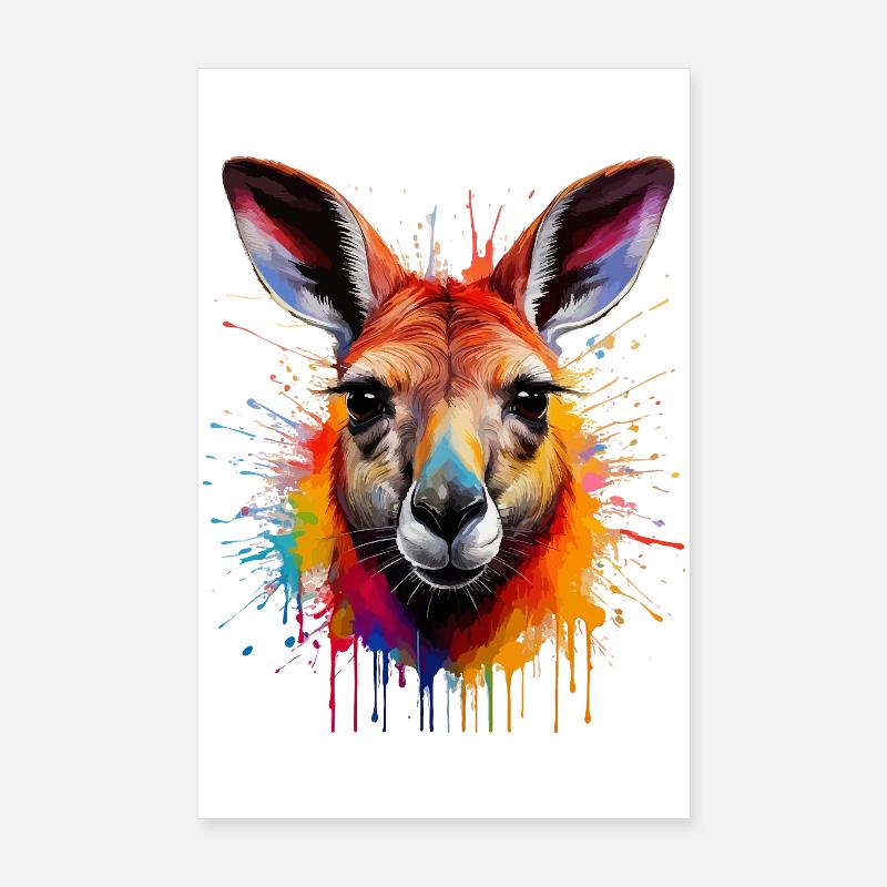 Känguru Farbexplosion Portrait Poster 20x30 cm