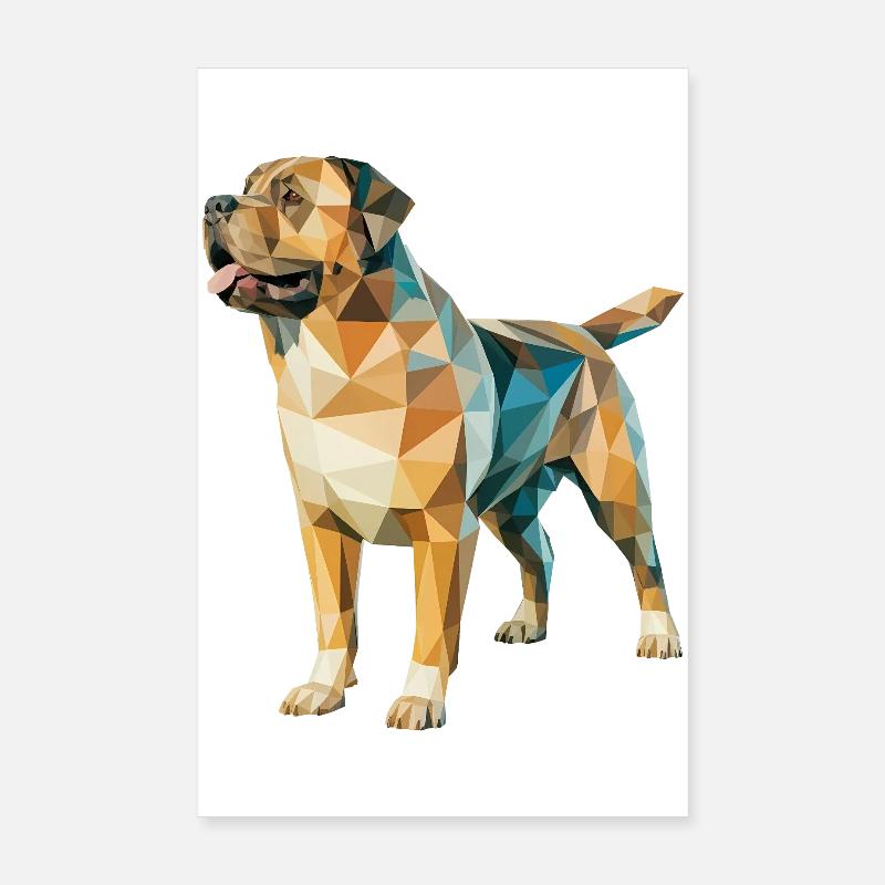 Rottweiler - Cool Low Poly Logo Poster 20 x 30 cm