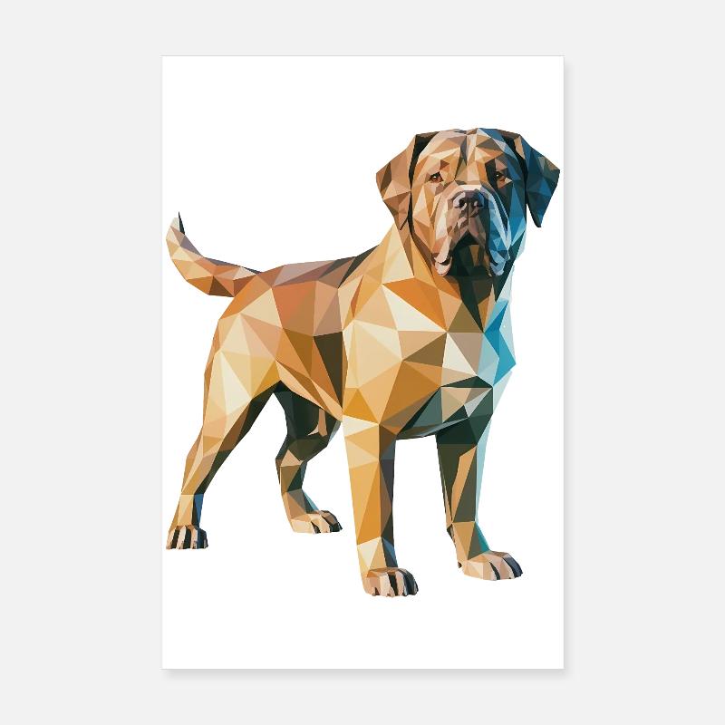 Brown Dog- Cool Low Poly  Logo - Poster 8" x 12" (20x30 cm) - white
