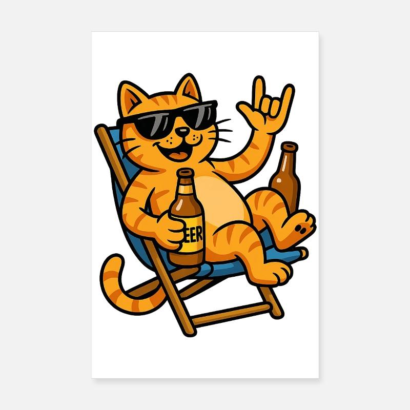 Lunettes de soleil gueule de bois sur une chaise longue Poster 20 x 30 cm