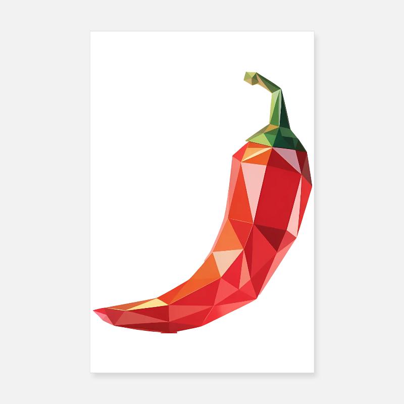 Chili Pepper - Cooles Low-Poly-Gemüse-Logo Poster 20x30 cm