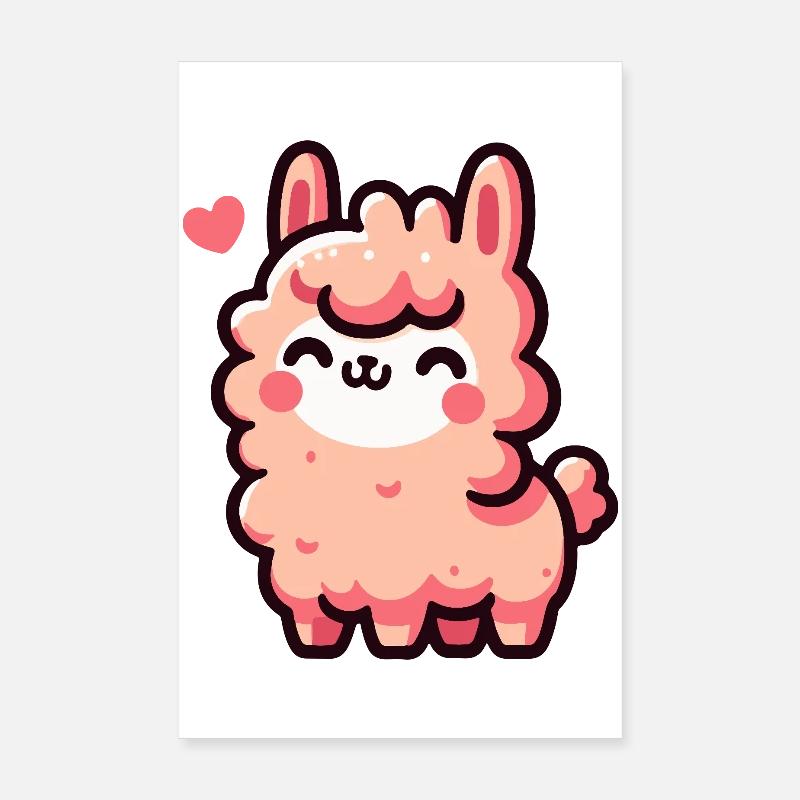 Alpaca Plush Pastel Heart Poster 8" x 12" (20x30 cm)