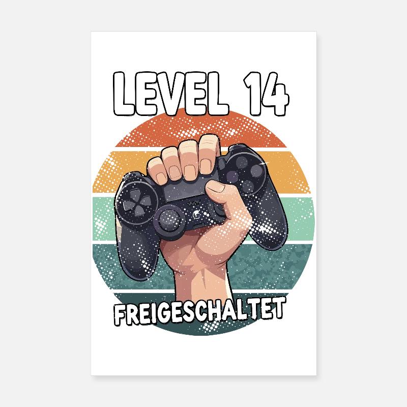 Level 14 Freigeschaltet Controller Poster 20x30 cm