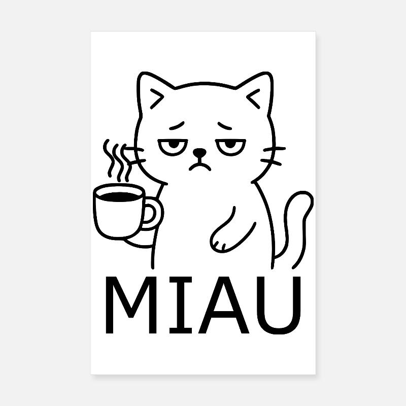 Müde Katze - Poster 20x30 cm - Weiß