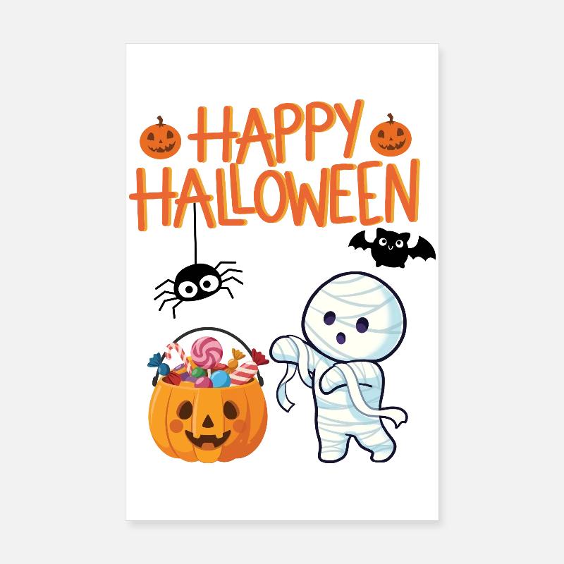Halloween Mummia e Zucca con Caramelle Poster 20x30 cm