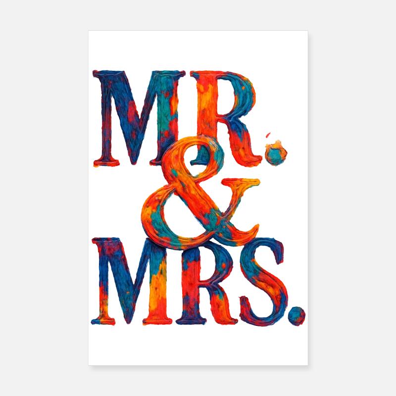 MR. & MRS - mariage romantique - jeunes mariés Poster 20 x 30 cm