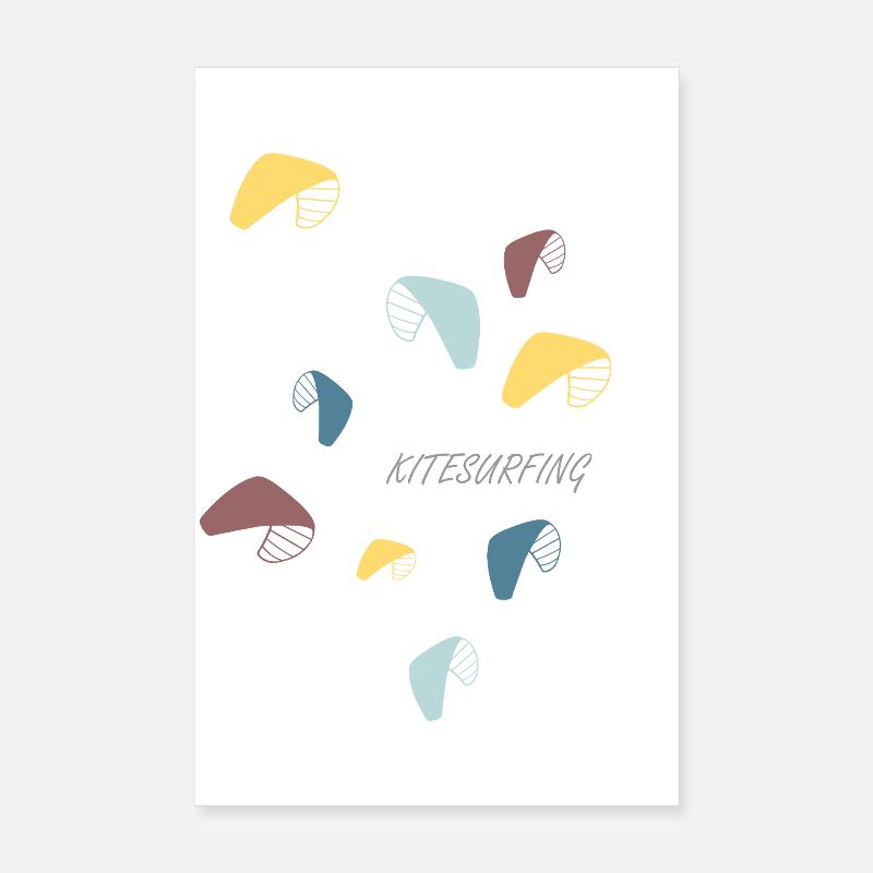 Kitesurf Motif Pastel Poster 20 x 30 cm
