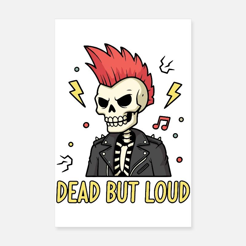 Squelette punk mort mais bruyant Poster 20 x 30 cm