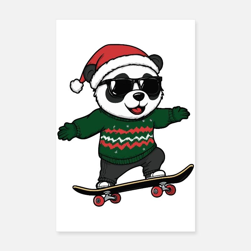 Panda Noël Drôle Poster 20 x 30 cm